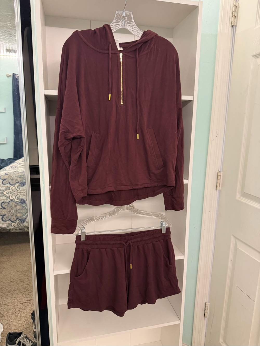 La Blanca Luxury Burgundy Hoodie & Shorts Lounge Set